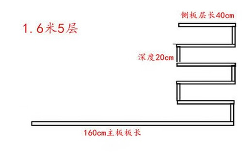 Ling Yuxun modern minimalist living room creative wall-mounted TV background wall cabinet decoration shelf hanging cabinet wall hanging cabinet 1.6 meters 5 layers deep 15, white