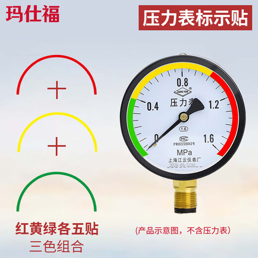 Shanglijin three-color pressure gauge stickers, instrument dial indication stickers, reflective stickers, logo stickers, semicircle 10cm, 15 strips (5 red, yellow and green strips each) * 1 pack