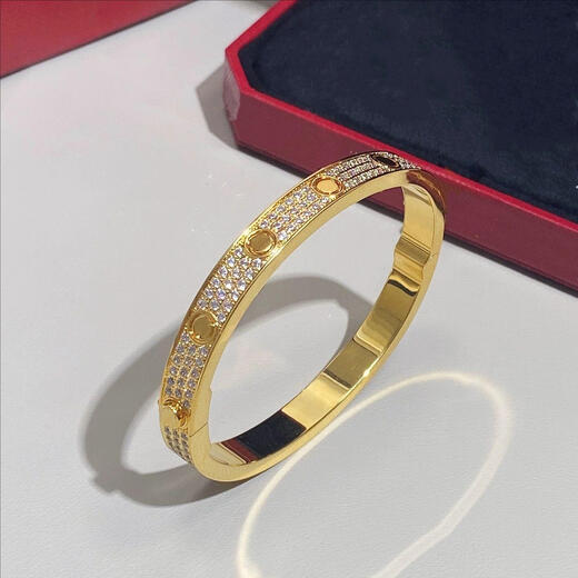 Yage 18K rose gold baby's breath bracelet for women counter version AU750 color gold full diamond bracelet real gold moissanite does not fade real gold electroplating 18k rose gold - size 16 wide version