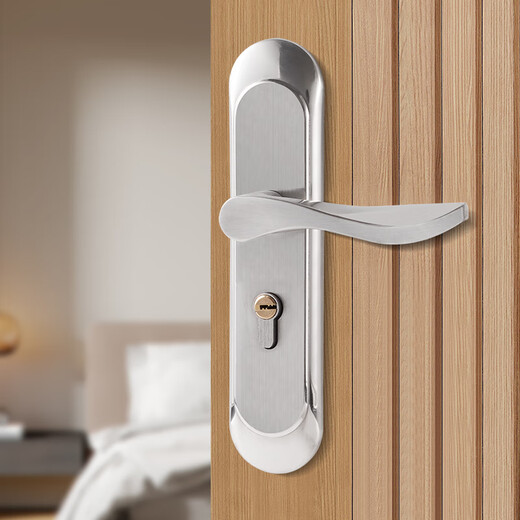 XMSJ bedroom door lock indoor household universal door wooden door lock door handle handle handle without modification hole A13548 copper plate lock body lock core 3 keys