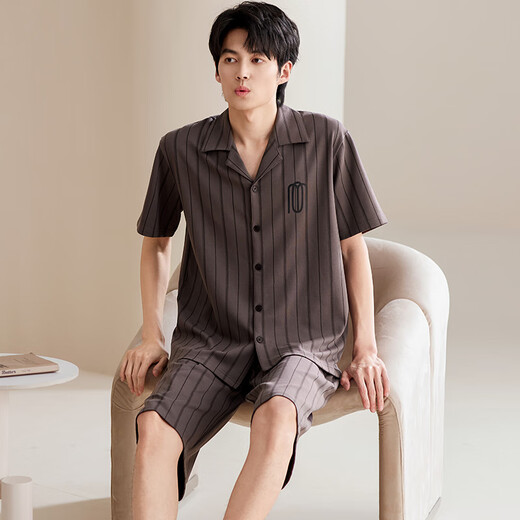雅鹿睡衣男纯棉夏季短袖短裤2025年新款夏天男士家居服套装大码可外穿 NSALM-LMSJ9226 2XL (建议150-175斤)