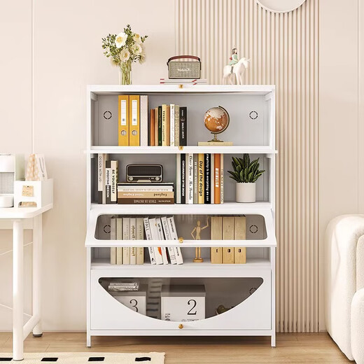 Yushili Steel Staubdichtes Bücherregal mit Glastüren Haushaltsaufbewahrungsschrank mehrschichtige bodengesteuertes Kinderbuchhandel Eisenschrank Weiß 5 Türen-Länge 600*Breite 350*Höhe 1695 mm
