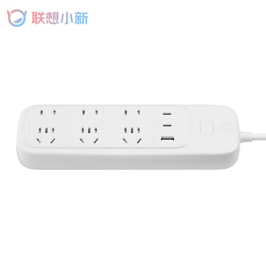 联想（Lenovo）小新65W氮化镓快充插排USB插座/插线板/插排/排插/接线板 2C1A+6插孔 全长1.8米白色总控开关