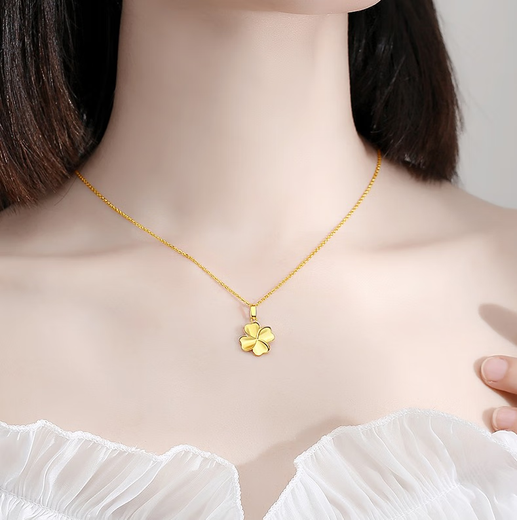 Olevo gold necklace women's heart-shaped pendant 18K color gold clavicle chain 2023 new Valentine's Day gift heart-to-heart