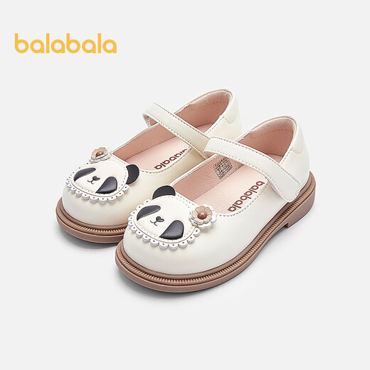 Balabala children's shoes children's princess shoes girls sandals summer new small leather shoes panda shoes cute off-white 10301 22