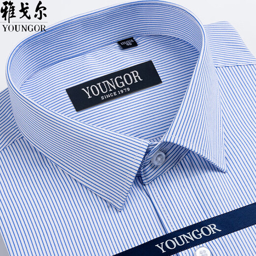 Maire Yageo Short Shirt Men's Pure Cotton Free Fer Business Casual Striped Shirted Papa d'âge moyen Summer Coton Inching Coton pouce DX6623 38