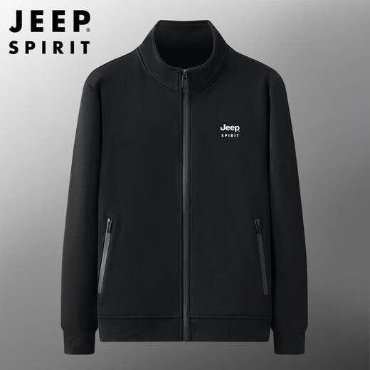 
Jeep (JEEP) brand sweatshirts for men's spring and autumn pure cotton cardigan loose large size stretch casual and comfortable sports top coat 7027 dark blue sweatpants tie 5XL