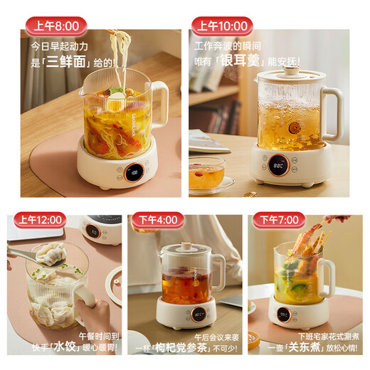 LOCK&LOCK all-glass health kettle electric kettle split boiling teapot small flower teapot constant temperature heating insulation mini teapot 1L stewing style - no tea leakage 1L