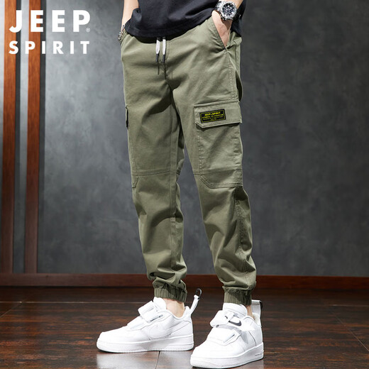 JEEP SPIRIT吉普休闲裤男宽松春夏季工装裤男士束脚裤男裤 军绿色 31