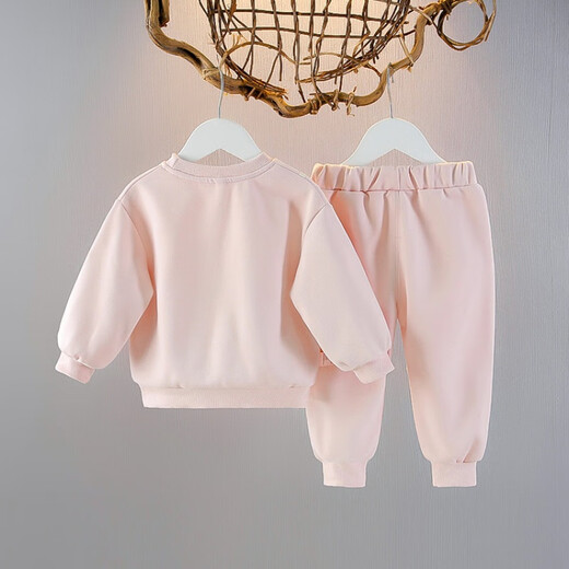 G.DUCKKIDS Little Yellow Duck Baby Girl Autumn Clothing Girls Suit One Year Old Baby Clothes Little Girl Spring and Autumn Casual Sweater Two-piece Set Pink L Two-piece Set 90 Size 1~2 Years Old 80-90cm