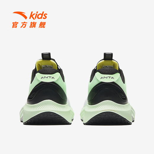 Anta children's sports shoes for boys' shoes 2025 spring and summer new mesh breathable knob button foot arch cushioning running shoes Anta white/new fluorescent ascites green/black-3 36