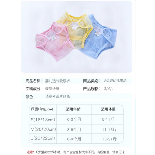 菲菈多宝宝尿布兜夏季婴儿尿布裤网眼透气新生儿介子固定裤防水纯棉可洗 蓝色 1条装 M码【12-18斤】