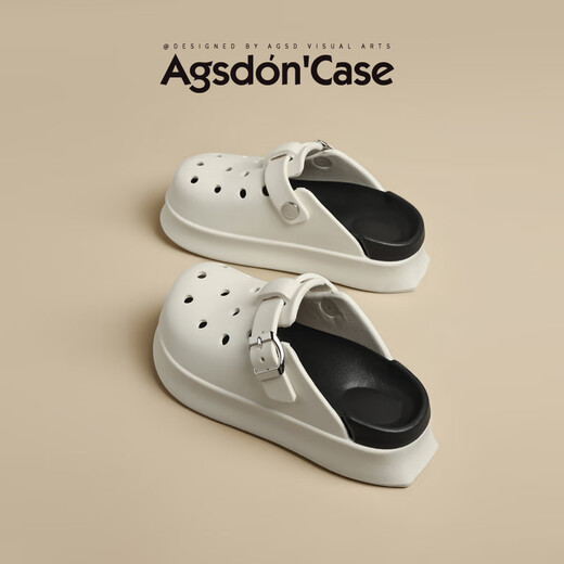 
Aogu Shiden thick-soled hole shoes for women 2025 spring and summer new style wear soft sole comfortable beach slippers simple toe tow LDN6210 simple white 37-38