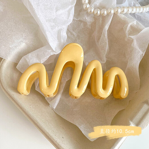 Jisenjia Cream Wave Clip Back of the Head Hair Clip New High-end Hair Clip Large Shark Clip Ins Hair Accessory Dopamine Wave Clip Cream Powder