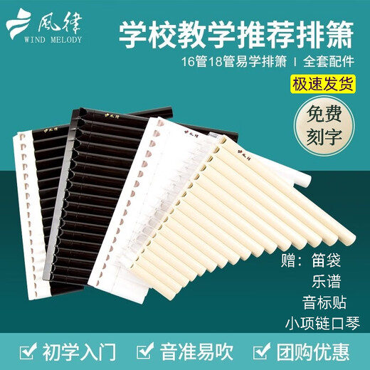 风律牌易学排笛16管18管学生教学专用排箫初学者入门C调排笛乐器 风律【常规版】16管象牙白
