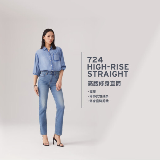Levi's 25-year-old new women's 724 high waist slim straight jeans
