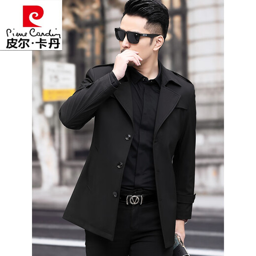 Pierre Cardin high-end men's windbreaker spring and autumn casual jacket slim short business versatile men's fashion top dark green plus cotton 3XL 190 recommended 180-200Jin Jin equals 0.5 kg