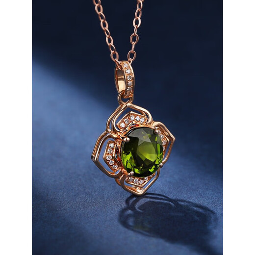 Green Magpie Phoenix 18K Gold Color Gold Tourmaline Pendant Women's Rose Gold Red Blue Emerald Colorful Jewelry Necklace Girlfriend Gift Green