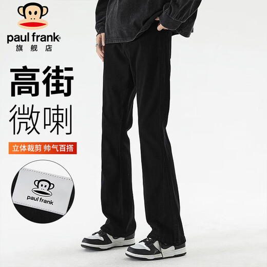 Big mouth monkey (paul frank) jeans men's autumn high street bootcut pants men's slim versatile casual pants men's pants black XL