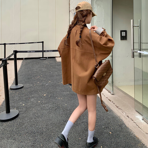 皮尔卡丹小个子美拉德焦糖色风衣女中长款2025春季新款今年流行工装外套潮 XS(85-95斤)
