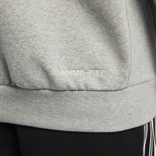 耐克男子加绒篮球套头连帽衫冬季保暖卫衣NIKE THERMA-FIT HJ3882 063调色暗灰/淡象牙白 S