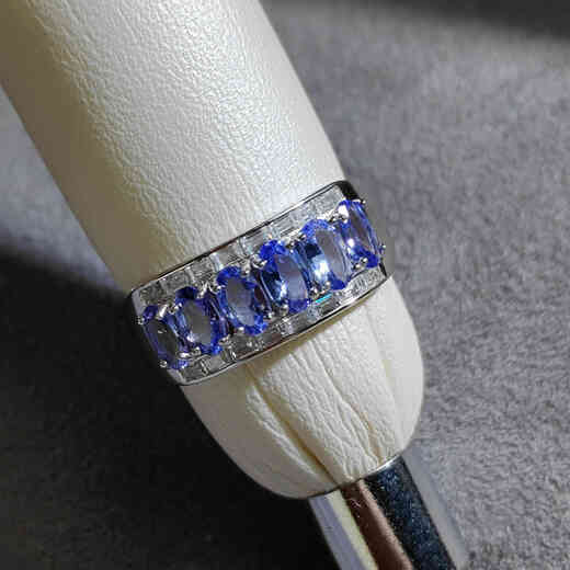 Li Shen natural tanzanite ring 925 silver ring tanzanite blue facet clean body fire color good sapphire ring TS031