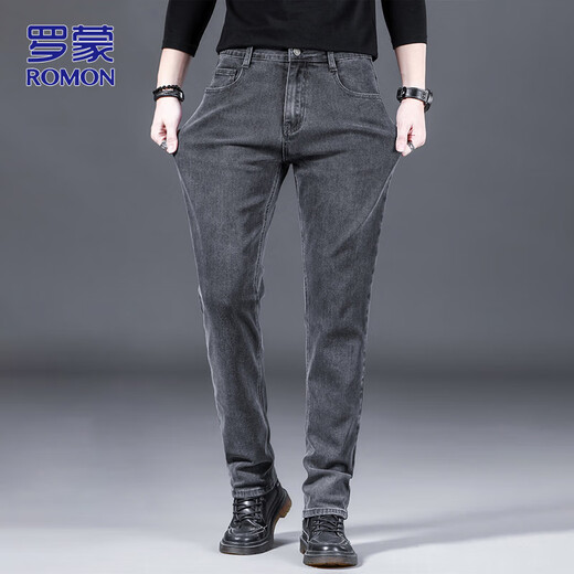 ROMON jeans men's autumn and winter business trousers men's casual trousers straight stretch trousers men's trousers