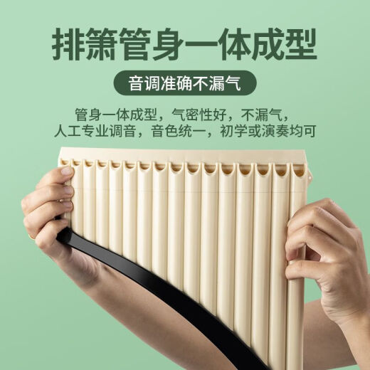 YTK玉竹排箫18管C调小学生专业演奏级民族乐器初学儿童课堂专用排笛 16管C调米棕色+礼包