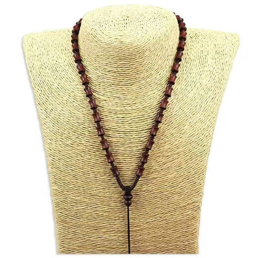 Luxurious small leaf rosewood necklace hanging neck bead chain wooden beads wooden pendant lanyard men's heavy wood neck Hetian jade circumference 60CM