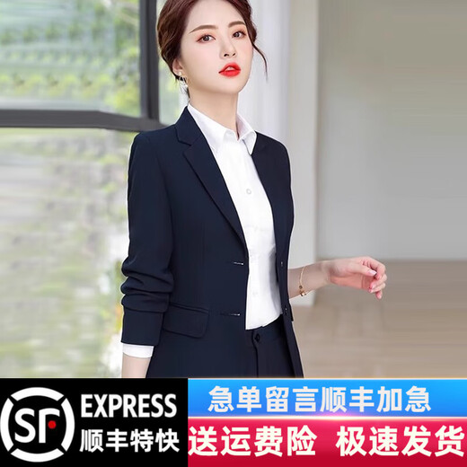 Gu Tiqi professional suit suit female hotel manager work clothes spring and autumn professional wear women's suit formal women's suit jacket black suit + pants + shirt XL