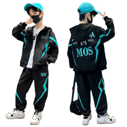 Disney Boys Anzüge für Kinder im Frühling und Herbst zweiteiliger Set 2025 New Mid Mid-Large Kinder Sportswear für Jungenkleidung lässig und modisch YBL Lightning Sweatsirt Anzug-Black 130