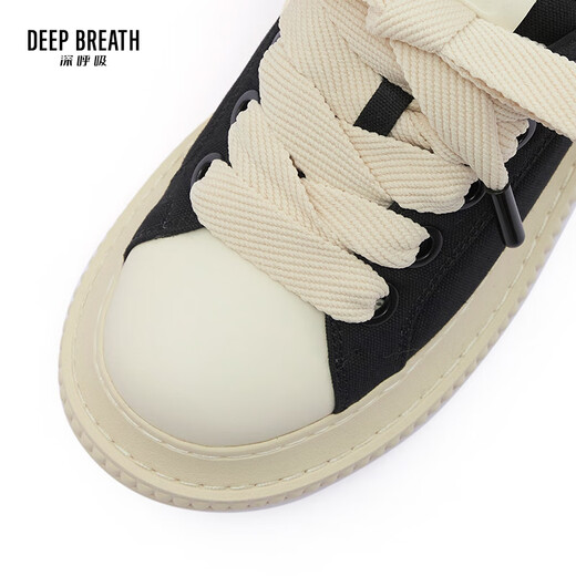 DEEP BREATH Deep Breath Women's Shoes Lightweight Low Top Strap Casual Comfortable Canvas Bread Shoes AX12244 Black Rice 35