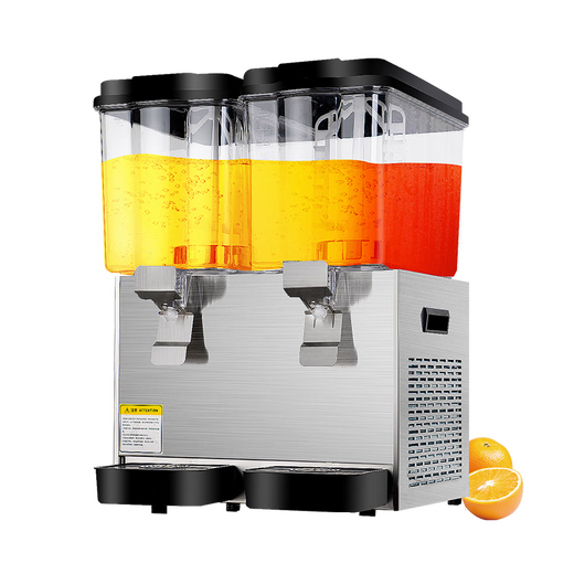 GUYN cold drink machine, juice machine, commercial cafeteria hot and cold dual temperature multi-functional dual three-cylinder fully automatic beverage machine, four cylinders 48L, individual refrigeration, can add fruit pieces