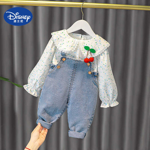 Disney (Disney) Girls' Autumn Fashionable Children's Clothes Girls' Children's Autumn Children's Clothing Baby Girls' Overalls Suit Spring and Autumn Yellow (Top + Pants) 100