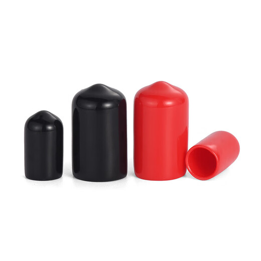 JINGGONG PVC cap round pipe sleeve black/red rubber thread protection plug soft-impregnated plastic insulation dust-proof seal inner diameter 10.0mm red (50 pcs)