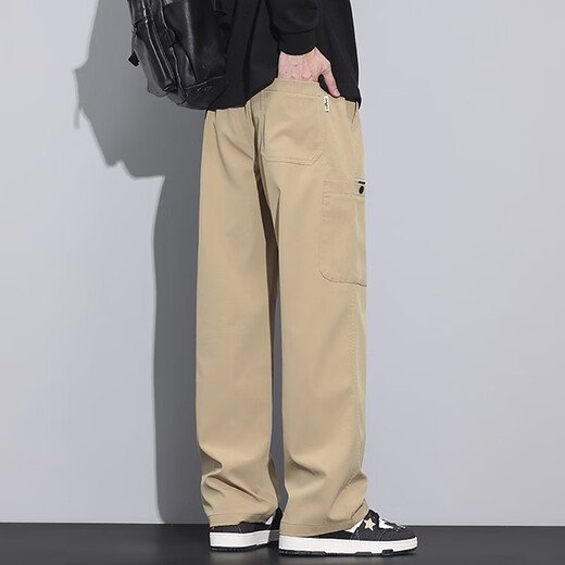 Jeep Spirit Casual Hosen für Männer Sommer Neue amerikanische trendige Arbeitshose für Männer losen gerade Männerhosen Casual Hosen 9856 Khaki + 9856 Black M.