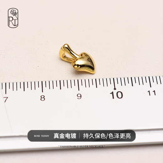 Only double love pendant women's gold pendant does not include necklace small golden bean 925 sterling silver buckle heart-shaped silver ornament single pendant small golden bean pendant sterling silver plated with 24K real gold