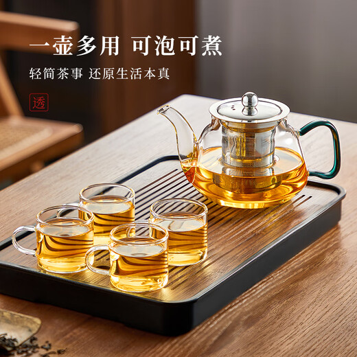 Mingguang glass tea set complete set of teacup teapot set household kung fu tea set with male cup tea set
