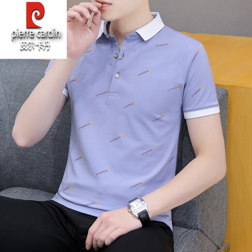 皮尔卡丹夏季男士短袖翻领polo.衫高端潮流有领子半袖青年T恤休闲百搭体恤 黑色 QY679 M 100-120斤
