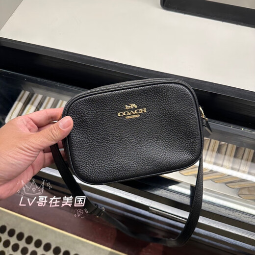 蔻驰（COACH）美国代购Coach蔻驰女包Jamie真皮PVC帆布老花单肩斜挎小号相机包 浅卡其logo白色 C9926