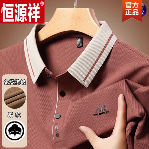 Hengyuanxiang (HYX) men's long-sleeved T-shirt 2025 spring and autumn new style business casual loose lapel base POLO shirt top 16823 light green XL 175 [recommended 135-155Jin [Jin equals 0.5 kg]]