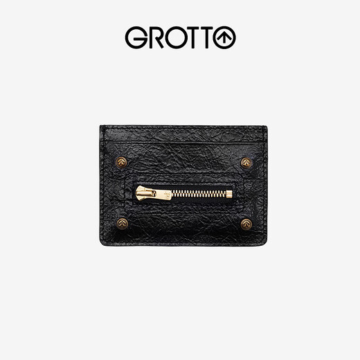 GROTTO个乐25年新款轻奢时尚真皮翻领多卡位卡夹卡包礼物 暗夜银 F