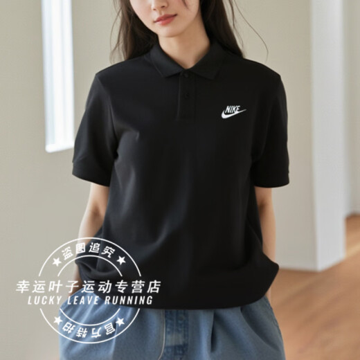 
Nike (NIKE) women's men's T-shirt 2025 summer new sportswear breathable loose comfortable jogging casual short-sleeved polo shirt FN3895-010/classic black size is too large M