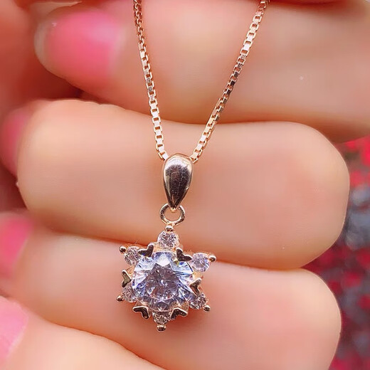 Shien 18K gold inlaid with moissanite new snowflake necklace classic rose gold clavicle pendant broken romantic gift PT950 platinum 2 carat necklace