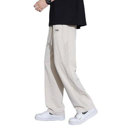 真维斯（Jeanswest）夏季冰丝裤子男生直筒垂坠感薄款运动裤宽松速干夏天男士休闲长裤 K516黑色 XL 推荐130-150斤
