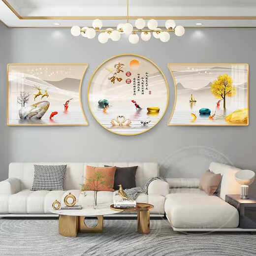 Wohnzimmer Dekoration Gemälde hängen Gemälde Sofa Hintergrund Wanddekoration Gemälde Triptychische Gemälde Moderne einfache Atmosphäre Kombination Hängende Gemälde Jd15833 Segen und Wohlstand 90*70/90*90/90*70
