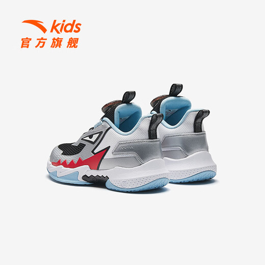 Anta children's sneakers boys' shoes 2025 summer new product mesh breathable knob button reverse scale stubborn basketball shoes black/silver/hot red-1 33