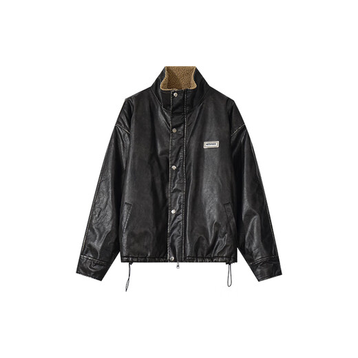 Maorong Xuanxuan hlds fashion show leather jacket men's winter velvet thickened fur body jacket men's black XL