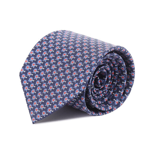 菲拉格慕（Ferragamo）新品 男士丝质通体印花领带礼物男 351241 0779274深蓝色多色丘比特