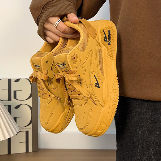 Huili men's shoes 2025 new summer breathable hot lightweight board shoes for men's thick-soled high-rise sneakers casual shoes trendy shoes wheat color [counter quality, authentic guarantee] 39